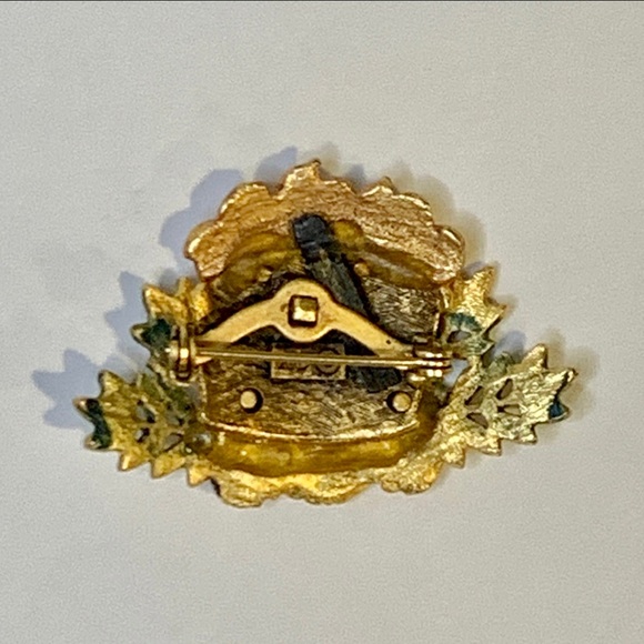 Vintage Apple Basket Pumpkins Brooch KC Kenneth Cole Enameled Brass Autumn Fall - Picture 6 of 8